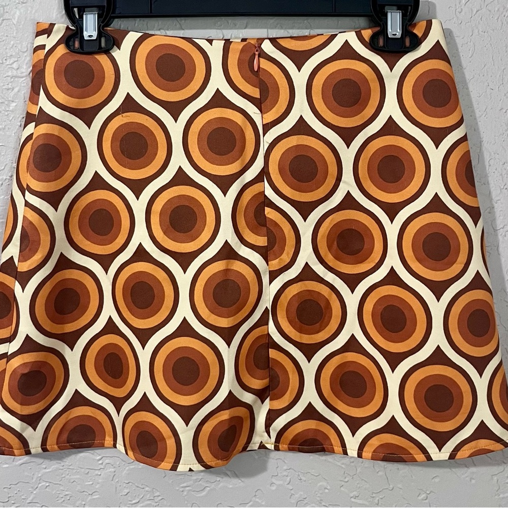 Cider Retro Circle Mini Skirt - Brown and Orange